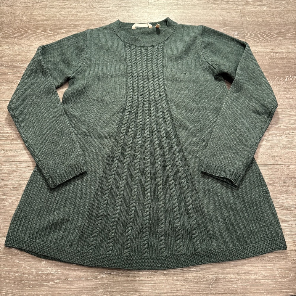 Soft Surroundings Sweater Womens Small Green Knit Ribbed Shirt Wool Blend Lounge